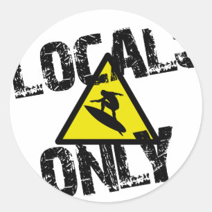 Locals only surfer danger sign surf classic round sticker