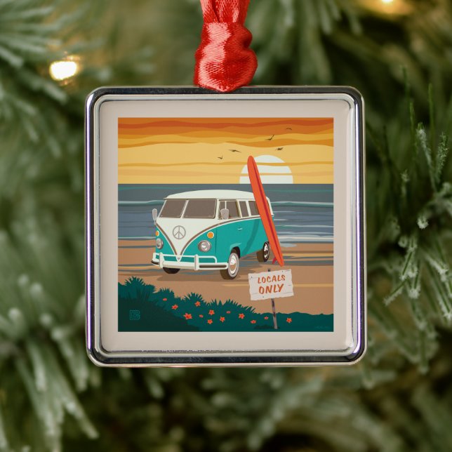 Locals Only | VW Surf Van Metal Ornament (Tree)