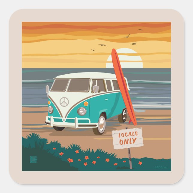 Locals Only | VW Surf Van Square Sticker (Front)