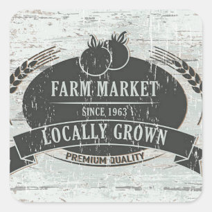 localy grown lable square sticker