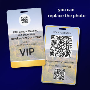 Location Replaceable Photo QR Logo Conference ID Badge