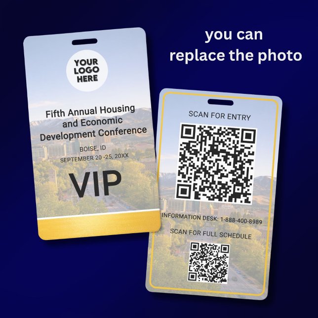 Location Replaceable Photo QR Logo Conference ID Badge (Creator Uploaded)