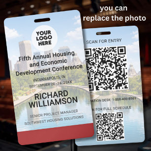 Location Replaceable Photo QR Logo Conference ID Badge