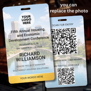 Location Replaceable Photo QR Logo Conference ID Badge