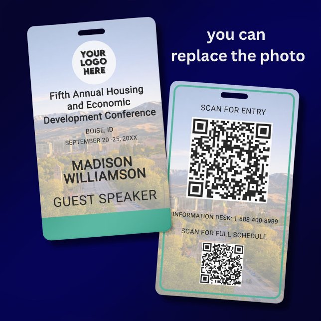 Location Replaceable Photo QR Logo Conference ID Badge (Creator Uploaded)