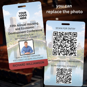 Location Replaceable Photos QR Logo Conference ID Badge