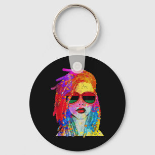 Loc'd Hair Art Black Queen Afro Woman Juneteenth  Key Ring
