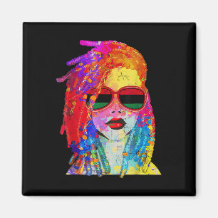 Loc'd Hair Art Black Queen Afro Woman Juneteenth Magnet