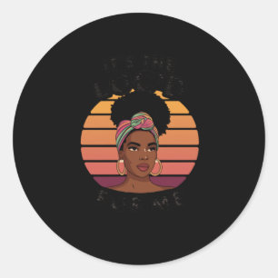 Loc'd Hair Black Queen Afro Woman Melanin Girl Art Classic Round Sticker