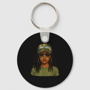 Locd Hair Camo Melanin Unbothered Black Woman Girl Key Ring