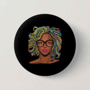 Loc'd Hair Girl African American Black Women Pride 6 Cm Round Badge