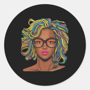 Loc'd Hair Girl African American Black Women Pride Classic Round Sticker