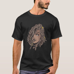 Loc'd Up Afro Hair Black American African Girl T-Shirt