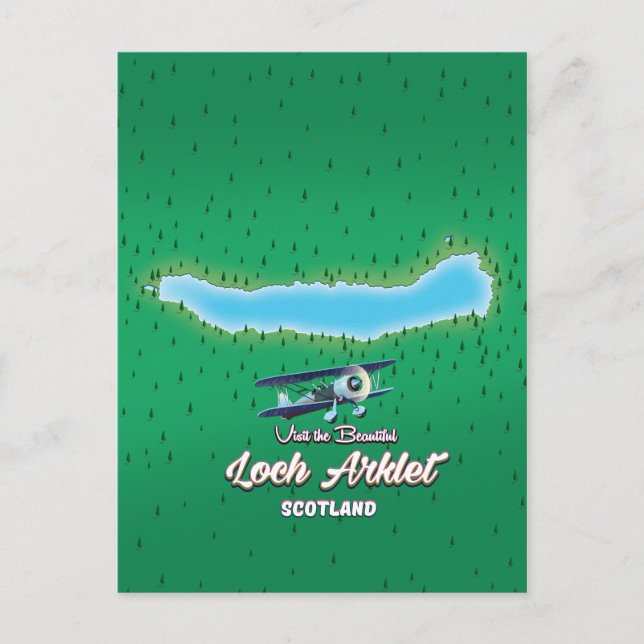 loch Arklet map Scotland vintage map Postcard (Front)