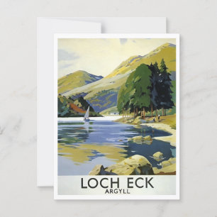 Loch Eck Argyll Scotland Retro Inspired Postcard