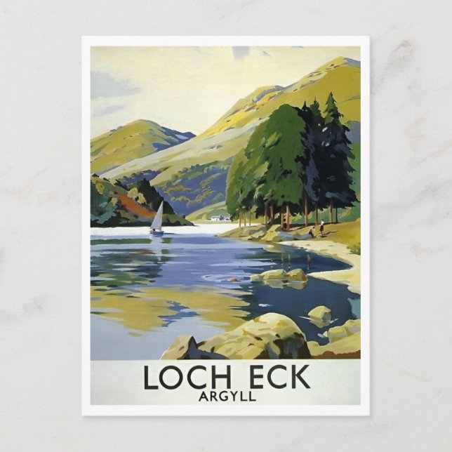 Loch Eck Argyll Scotland Retro Inspired Postcard (Front)