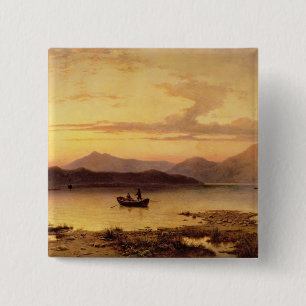Loch Etive, from Bonawe - Evening, 1875 (oil on ca 15 Cm Square Badge