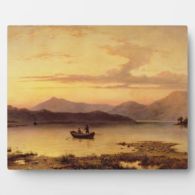 Loch Etive, from Bonawe - Evening, 1875 (oil on ca Plaque (Front)