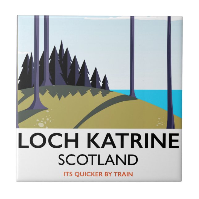 Loch katrine scotland travel poster ceramic tile (Front)