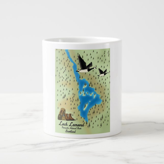 Loch Lomond,Trossachs, Scotland map Large Coffee Mug (Front)