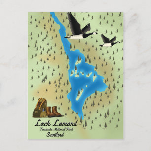 Loch Lomond,Trossachs, Scotland map Postcard