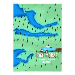 Loch Morar Lochaber Highland Scotland map Photo Print