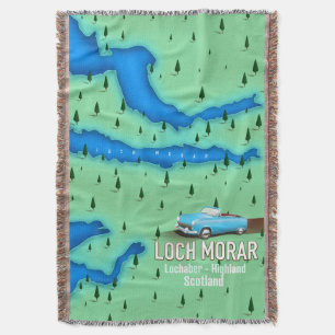 Loch Morar Lochaber Highland Scotland map Throw Blanket