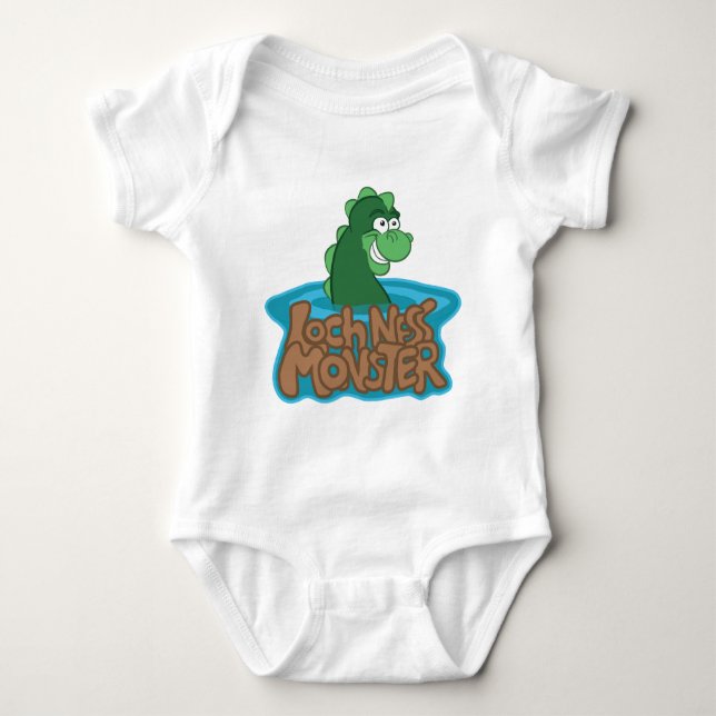 Loch Ness Monster Cartoon Baby Bodysuit (Front)
