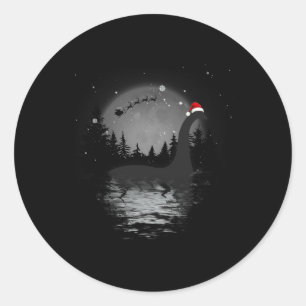 Loch Ness Monster Christmas Full Moon Nessie Xmas Classic Round Sticker