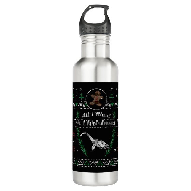 Loch Ness Monster Christmas Ugly Shirt 710 Ml Water Bottle (Front)