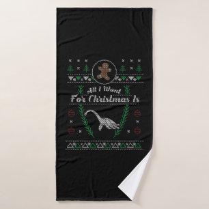 Loch Ness Monster Christmas Ugly Shirt Bath Towel