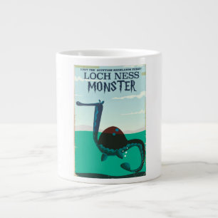 Loch Ness Monster funny travel poster Large Coffee Mug