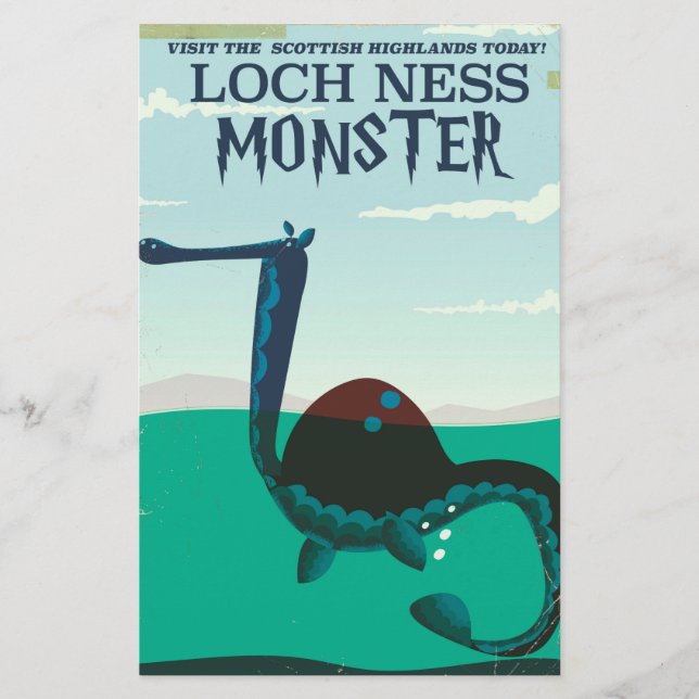 Loch Ness Monster funny travel poster Stationery (Front)