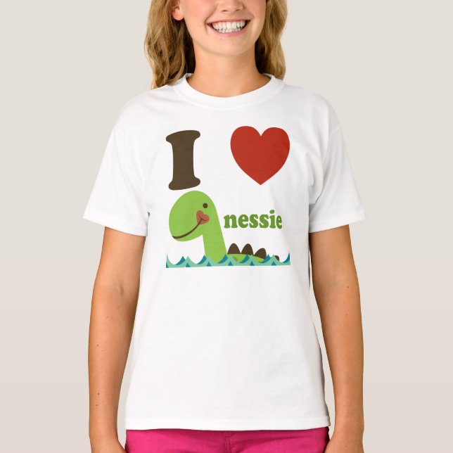 Loch Ness Monster I Heart Nessie Girls Tee Shirt (Front)