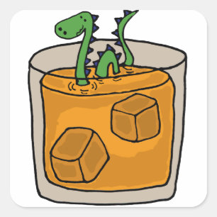 Loch Ness Monster in Scotch Whiskey Glass Square Sticker