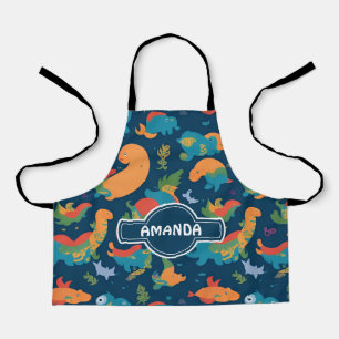 Loch Ness Monster Rainbow Colourful Pattern Apron