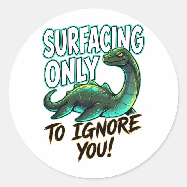 Loch Ness Monster Surfacing Only Funny Cryptid Classic Round Sticker (Front)