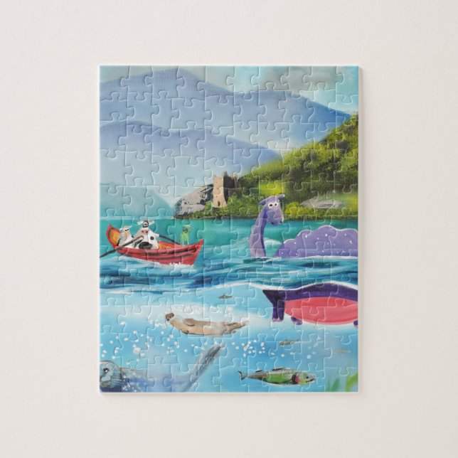 Loch Ness monster underwater painting G BRUCE Jigsaw Puzzle (Vertical)