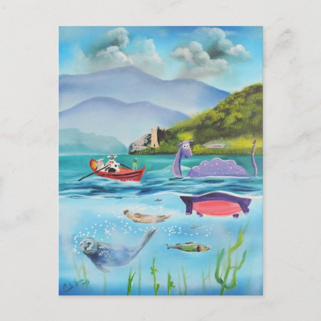 Loch Ness monster underwater painting G BRUCE Postcard (Front)