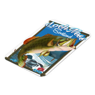 Loch Ness Scotland Fishing travel poster Magnet