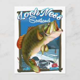 Loch Ness Scotland Fishing travel poster Postcard