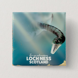 Loch Ness Scotland monster vintage travel poster 15 Cm Square Badge