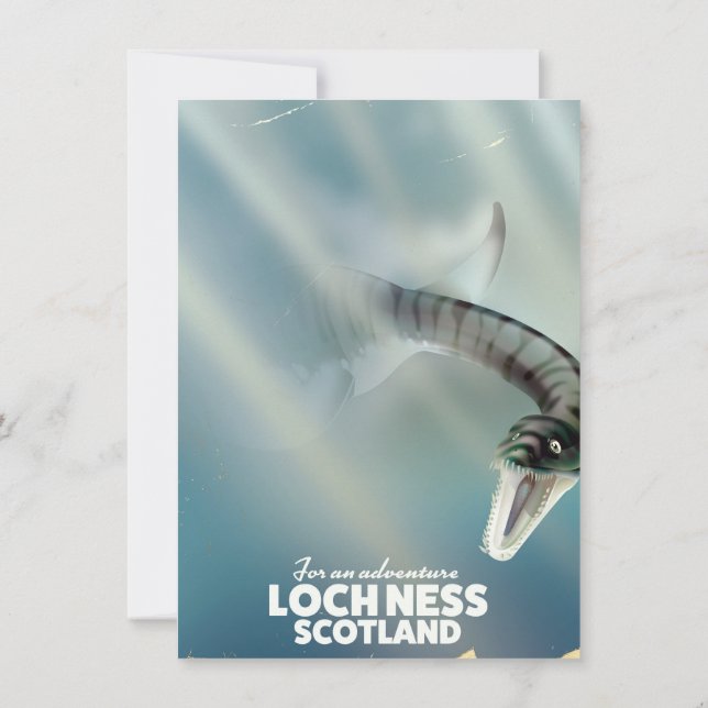 Loch Ness Scotland monster vintage travel poster Invitation (Back)