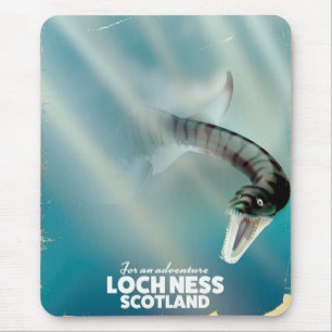 Loch Ness Scotland monster vintage travel poster Mouse Pad