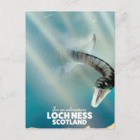 Loch Ness Scotland monster vintage travel poster
