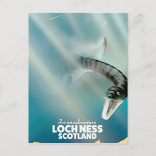 Loch Ness Scotland monster vintage travel poster Postcard