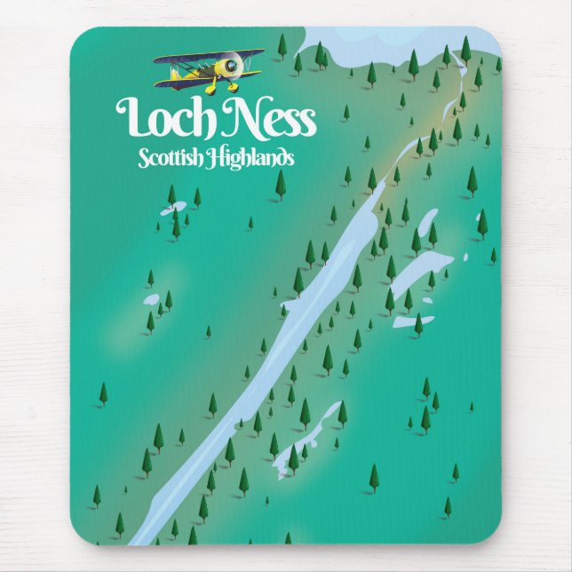 Loch Ness Scottish Highlands travel map Mouse Pad (Front)