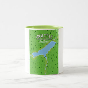 Loch Tulla Scotland Travel poster Map Two-Tone Coffee Mug
