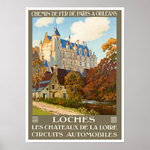 Loches France vintage travel Poster