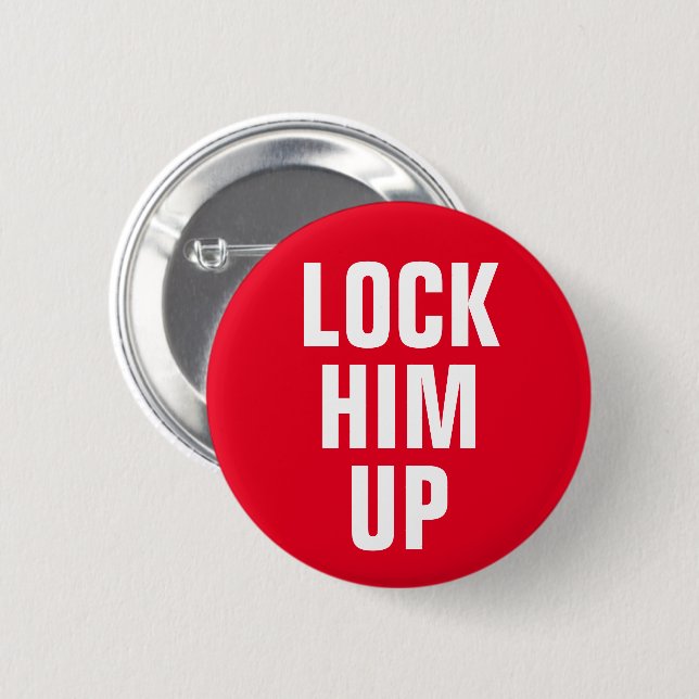 "Lock Him Up" Impeach Trump 6 Cm Round Badge (Front & Back)